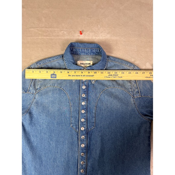 Zadig & Voltaire Thelmus Denim Western Shirt Size Medium Wash Blue Cotton Womens - Picture 12 of 13